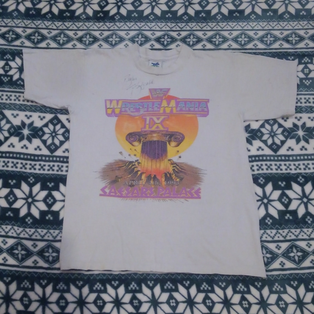 🔥 1993 💎 WWF Wrestlemania 9 IX Shirt ✨️ Rare Original WWE Hulk Hogan Autograph